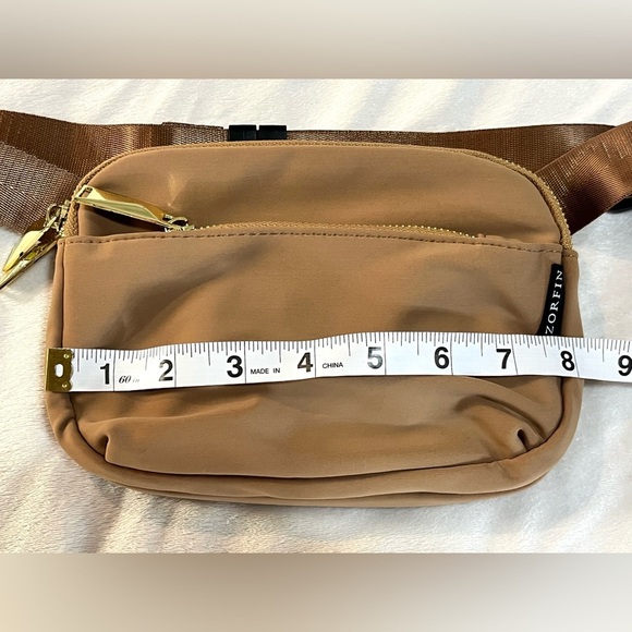 Zorfin Tan Brown Belt Bag Fanny Pack Pockets Adjustable Strap Water Resistant - Picture 9 of 16